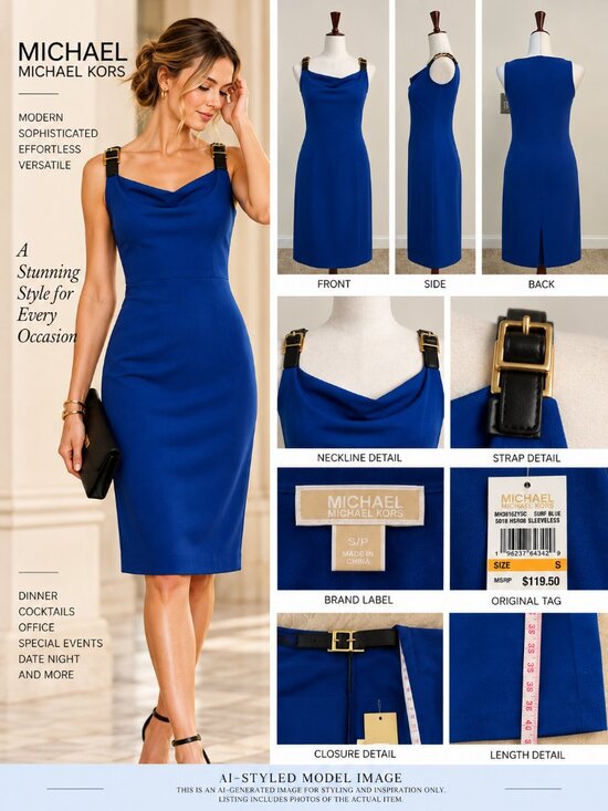 MICHAEL Michael Kors Dresses & Skirts - NWT MICHAEL Michael Kors Royal Blue Buckle Shoulder Sheath Dress Small